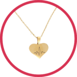 Sygeplejebutikkens logo med hjerte og EKG-stribe, der repræsenterer kvalitet og service til sundhedspersonale